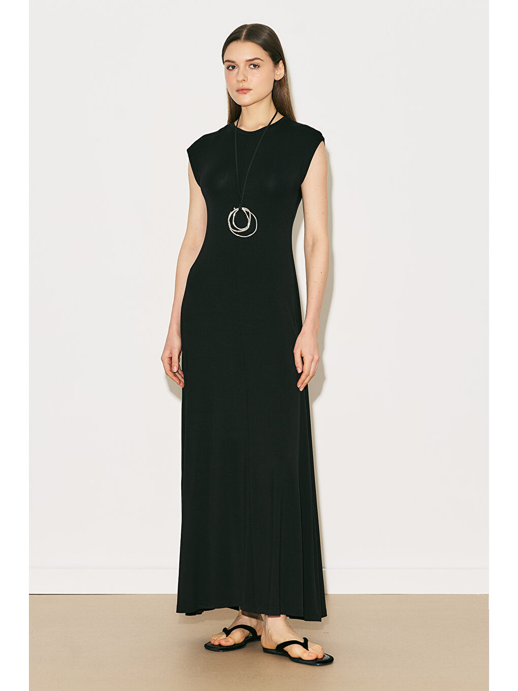 Easy Rahat Uzun Elbise Siyah-1