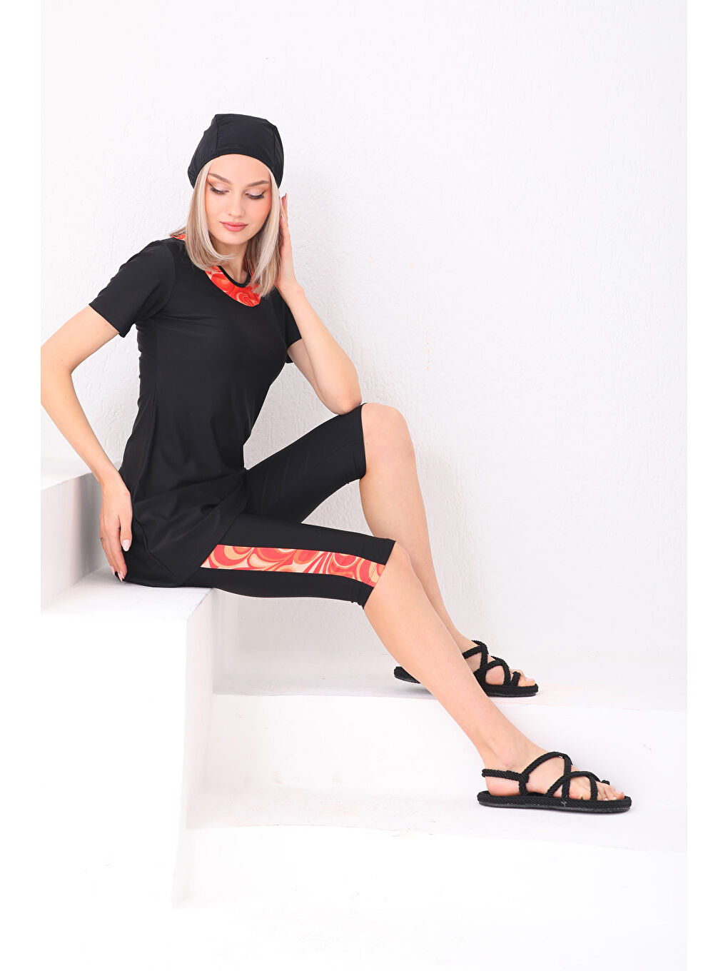 Elastanlı Yarı Kapalı Mayo 2416 Amber Turuncu-3