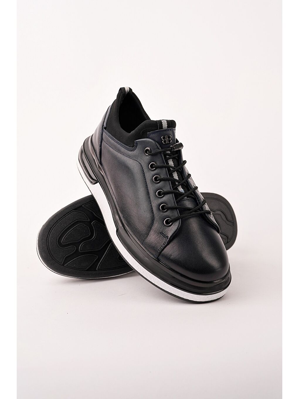 Lacivert REİD Hakiki Deri Erkek Kalın Taban Bağcıklı Günlük Casual Sneaker-4