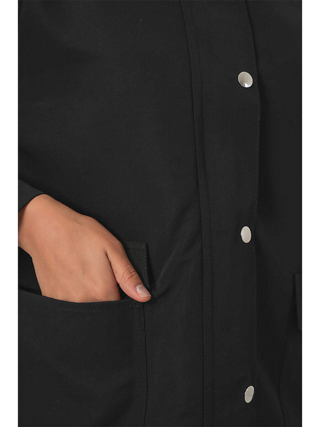 Kadın Cep Detaylı Oversize Ceket 5973 - Siyah-5