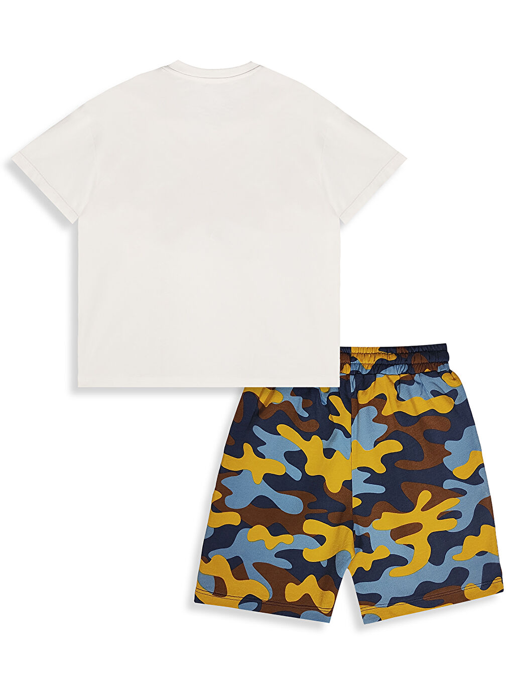 Beyaz Safari  Erkek Çocuk T-shirt Şort Takım-1