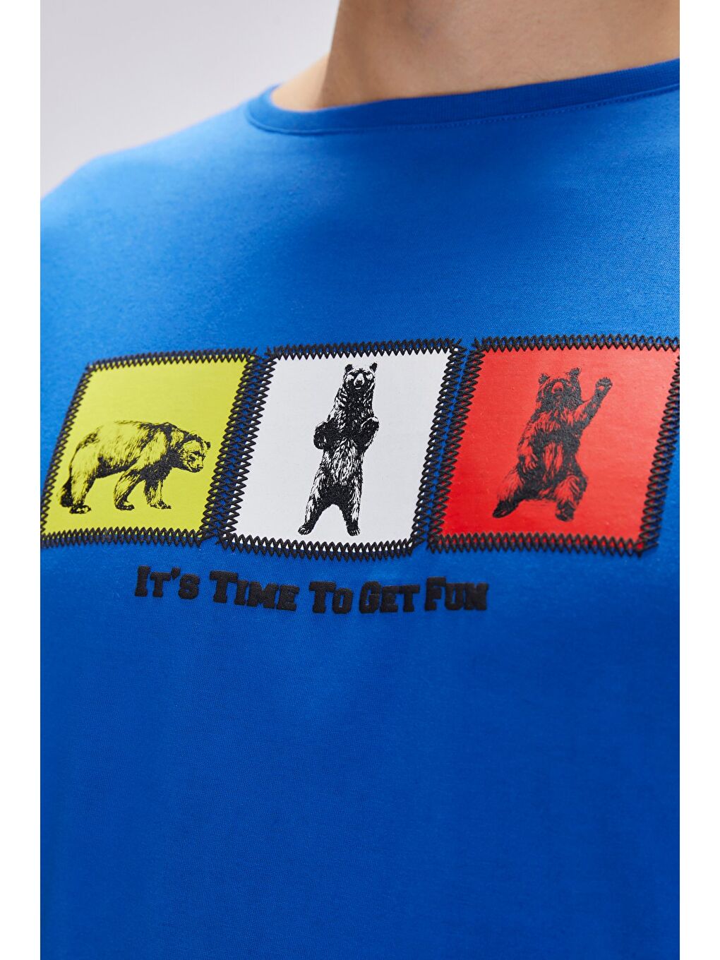 Entree Saks Mavisi Erkek Baskılı Tişört-2