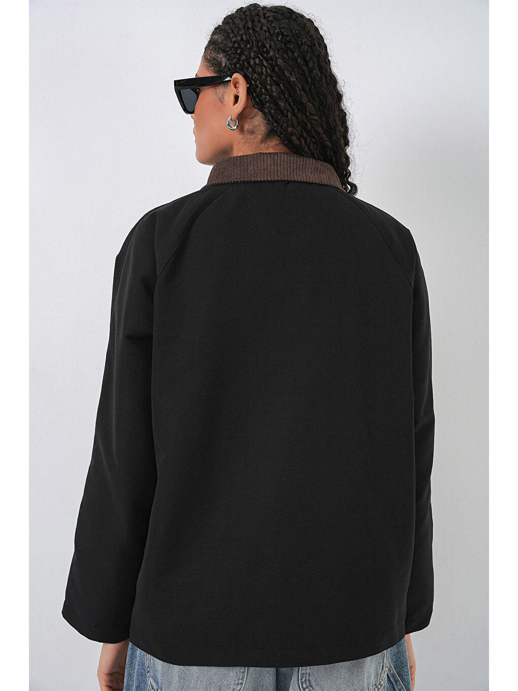 Kadın Cep Detaylı Oversize Ceket 5973 - Siyah-6