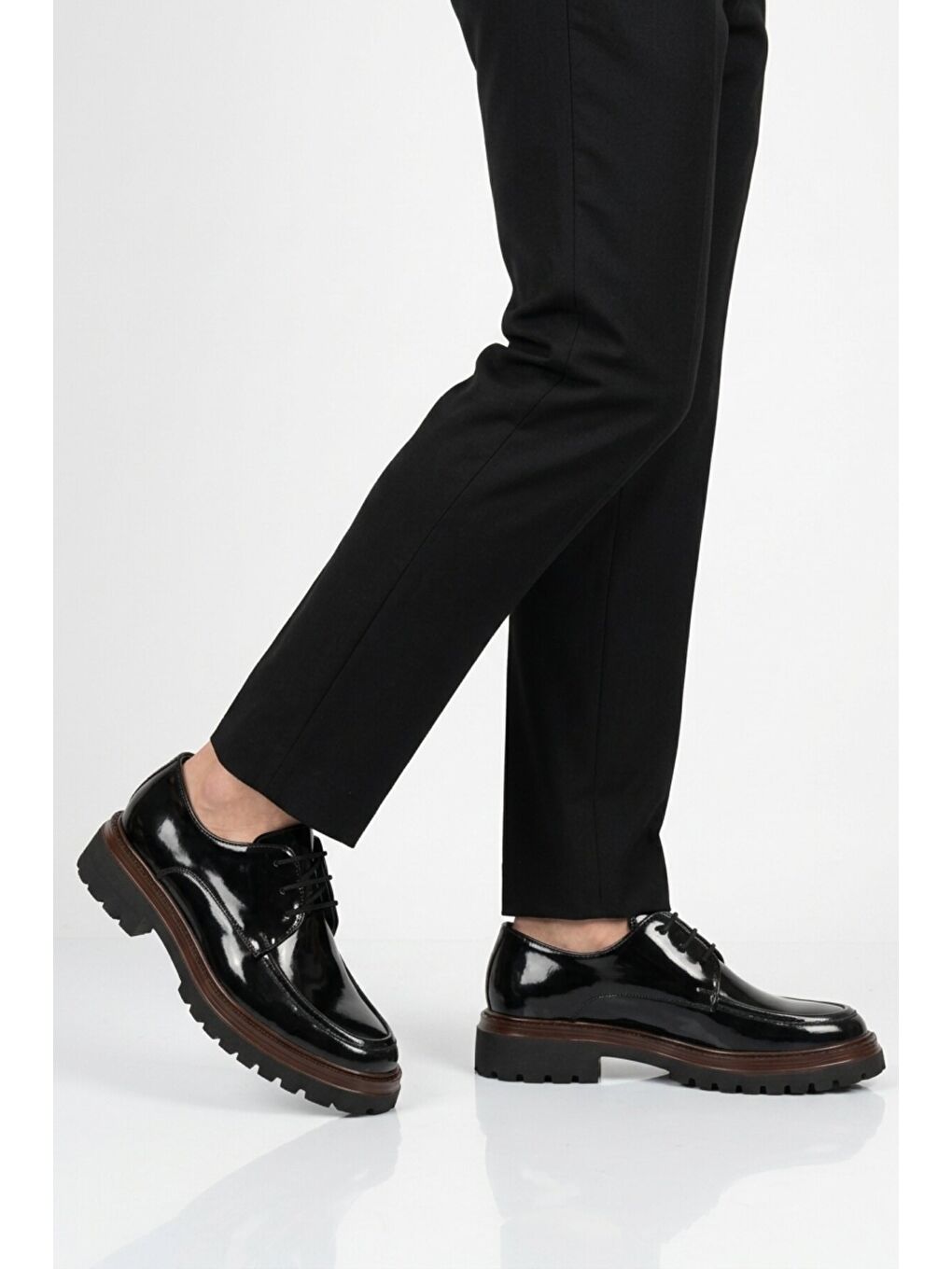 Siyah Rugan Hakiki Deri Erkek Casual Ayakkabı 2234 M