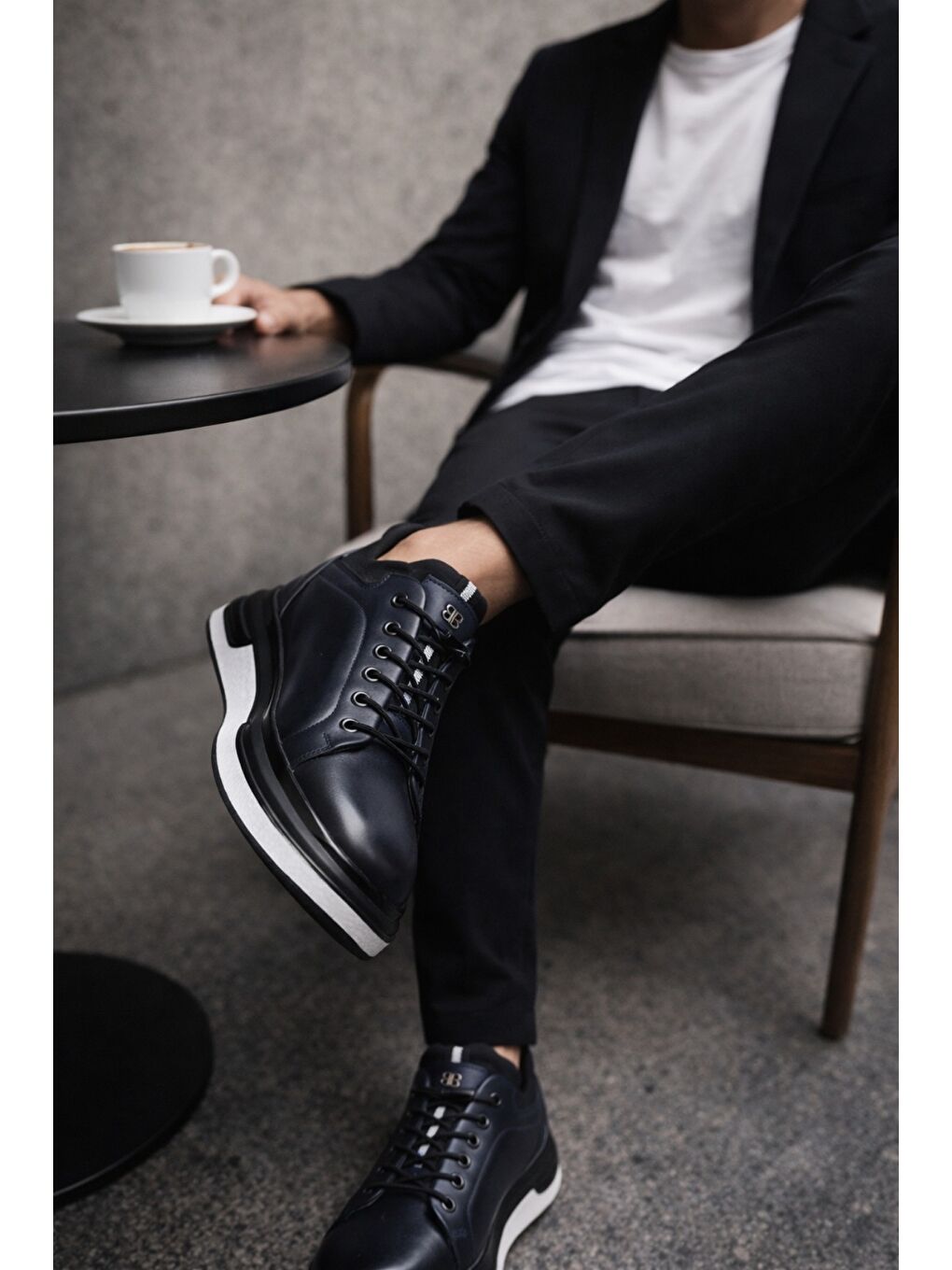 Lacivert REİD Hakiki Deri Erkek Kalın Taban Bağcıklı Günlük Casual Sneaker-6