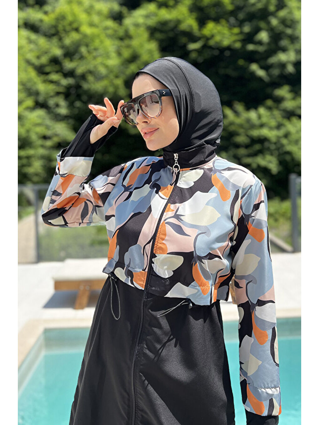 Siyah Tam Kapalı Tesettür Mayo 2322 Pera Çiçek-1