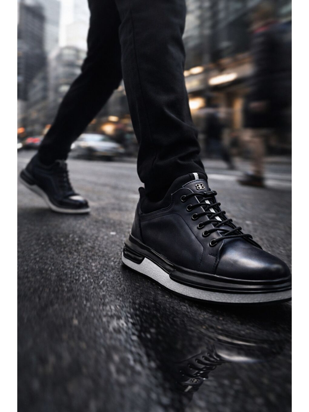 Lacivert REİD Hakiki Deri Erkek Kalın Taban Bağcıklı Günlük Casual Sneaker-7