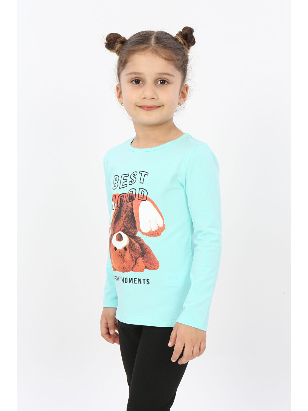 Turkuaz Kız Çocuk Best Mood Ayıcık Baskılı Tişört-2