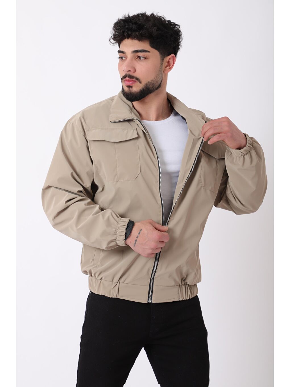 Kahverengi Cep Kapaklı Demir Fermuarlı Dik Yaka Nova Mevsimlik Mont BL 1810_60328-1