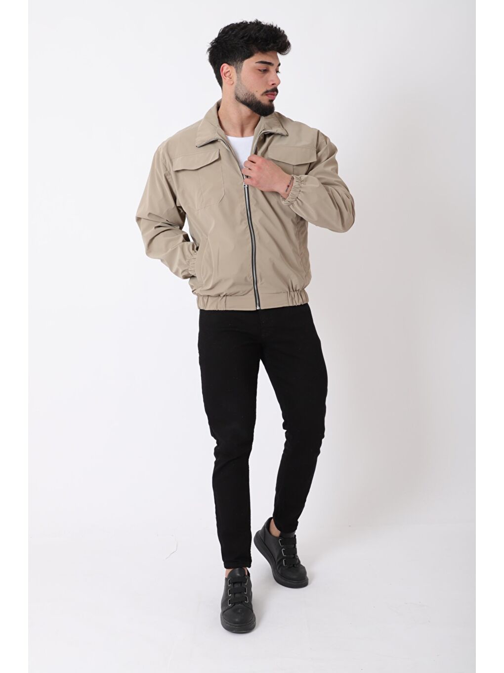 Kahverengi Cep Kapaklı Demir Fermuarlı Dik Yaka Nova Mevsimlik Mont BL 1810_60328-2