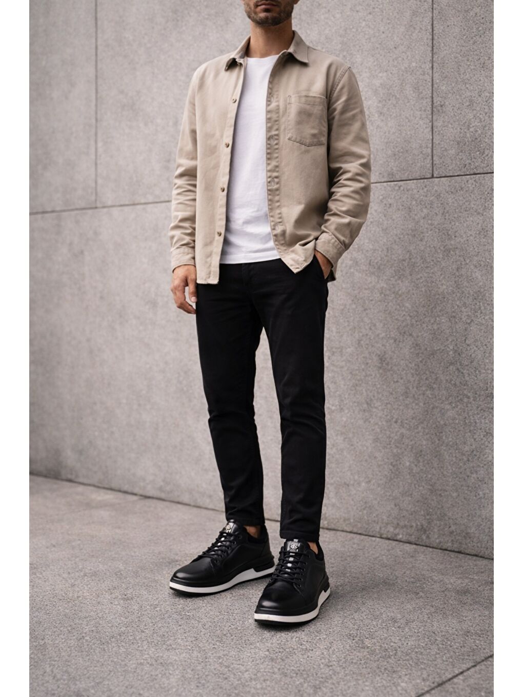 Siyah REİD Hakiki Deri Erkek Kalın Taban Bağcıklı Günlük Casual Sneaker-5