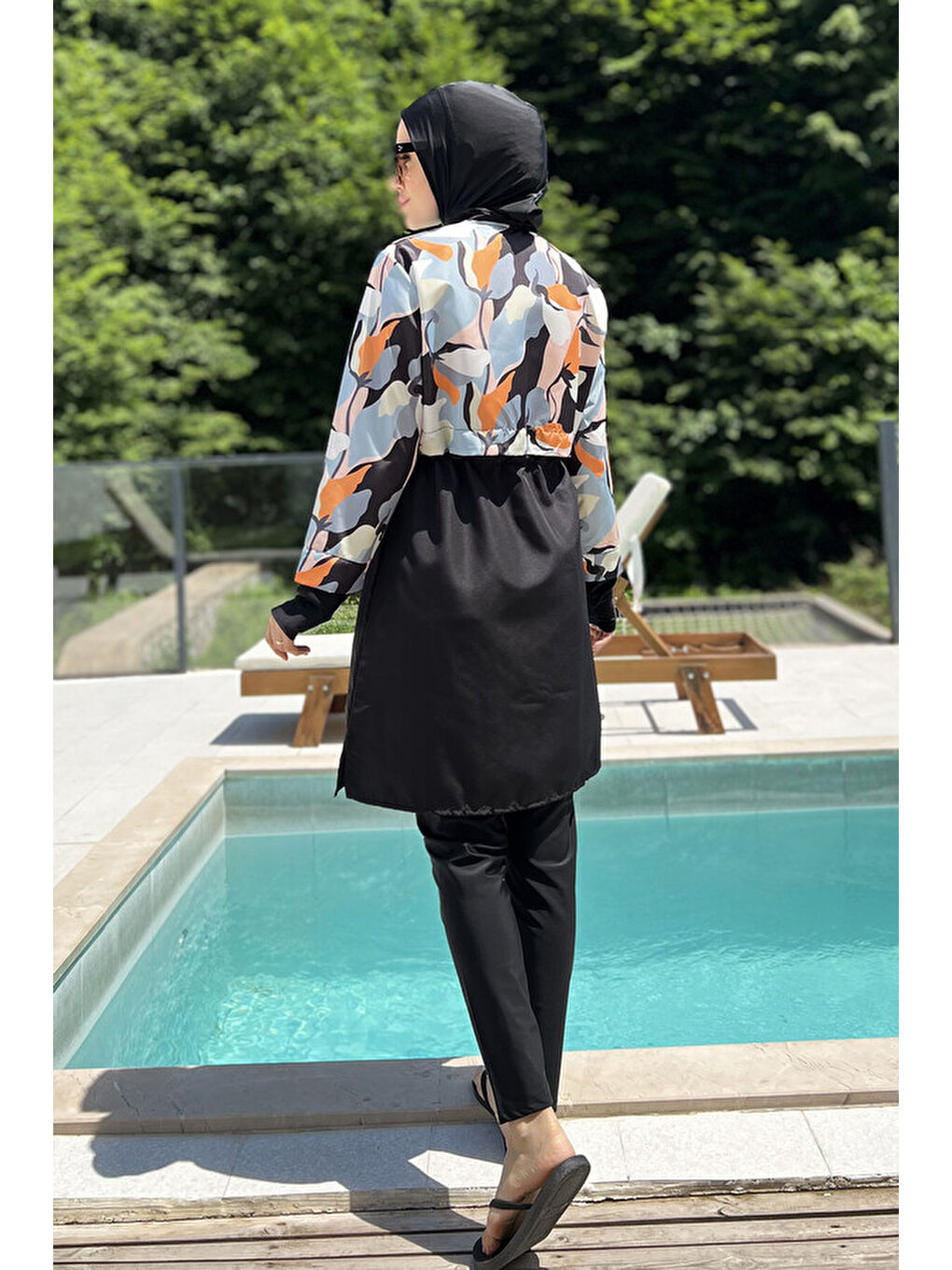 Siyah Tam Kapalı Tesettür Mayo 2322 Pera Çiçek-3