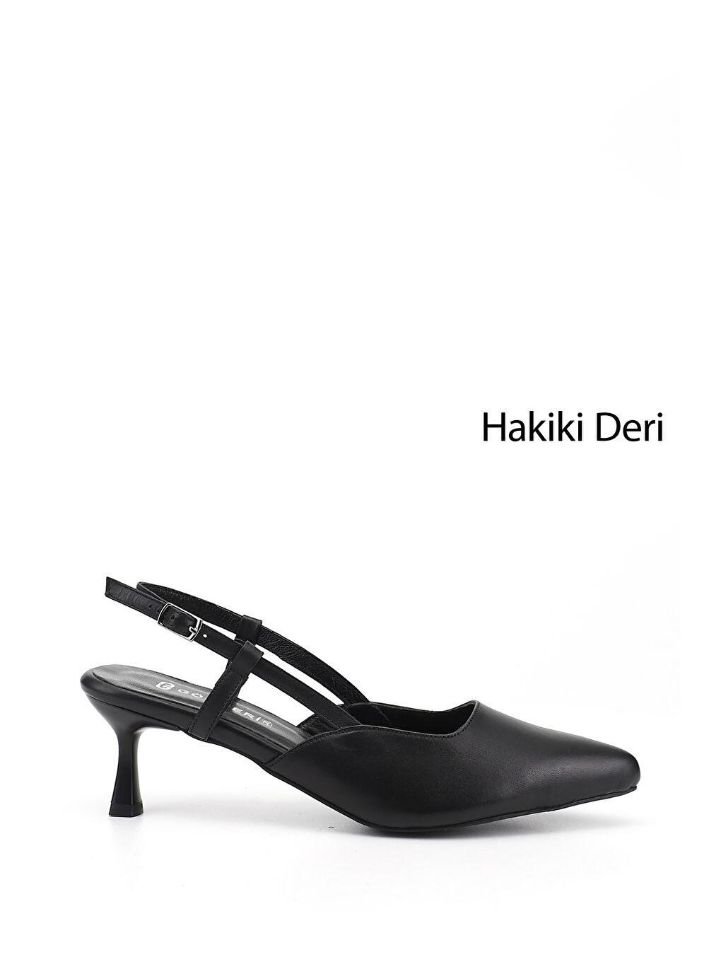 Siyah Kadın SİYAH İnce Topuklu Arkası Açık Hakiki Deri Ayakkabı