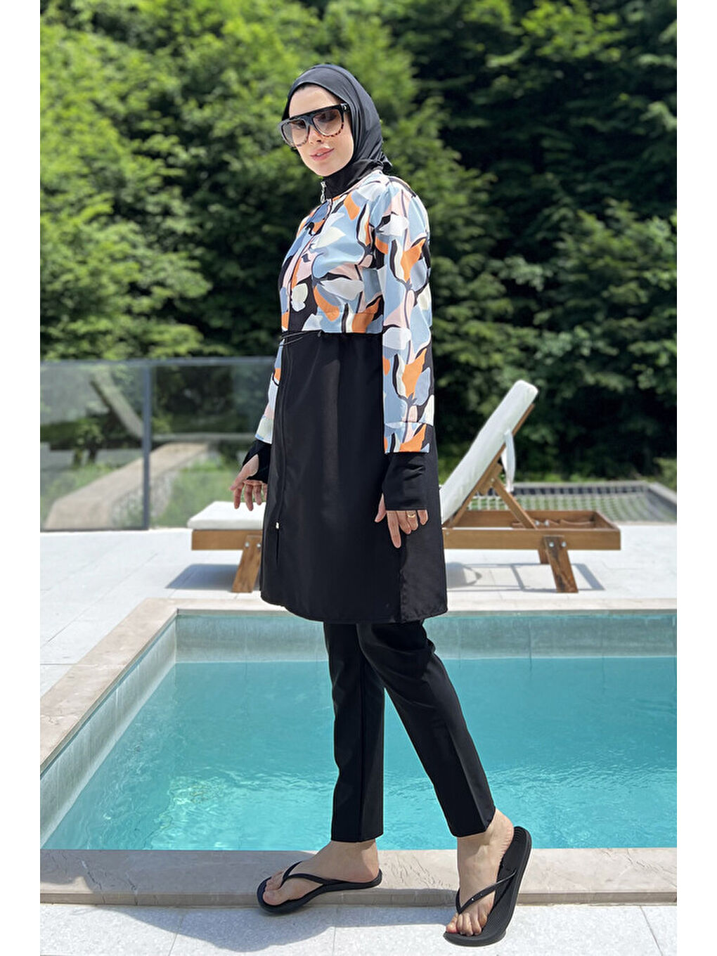 Siyah Tam Kapalı Tesettür Mayo 2322 Pera Çiçek-4