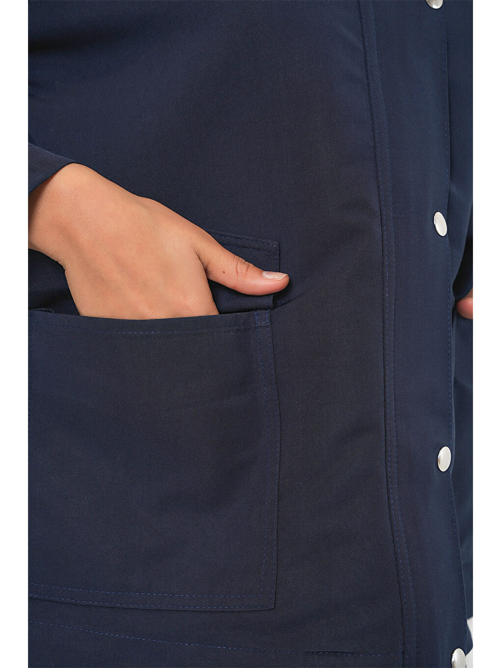 Kadın Cep Detaylı Oversize Ceket 5973 - Lacivert-5