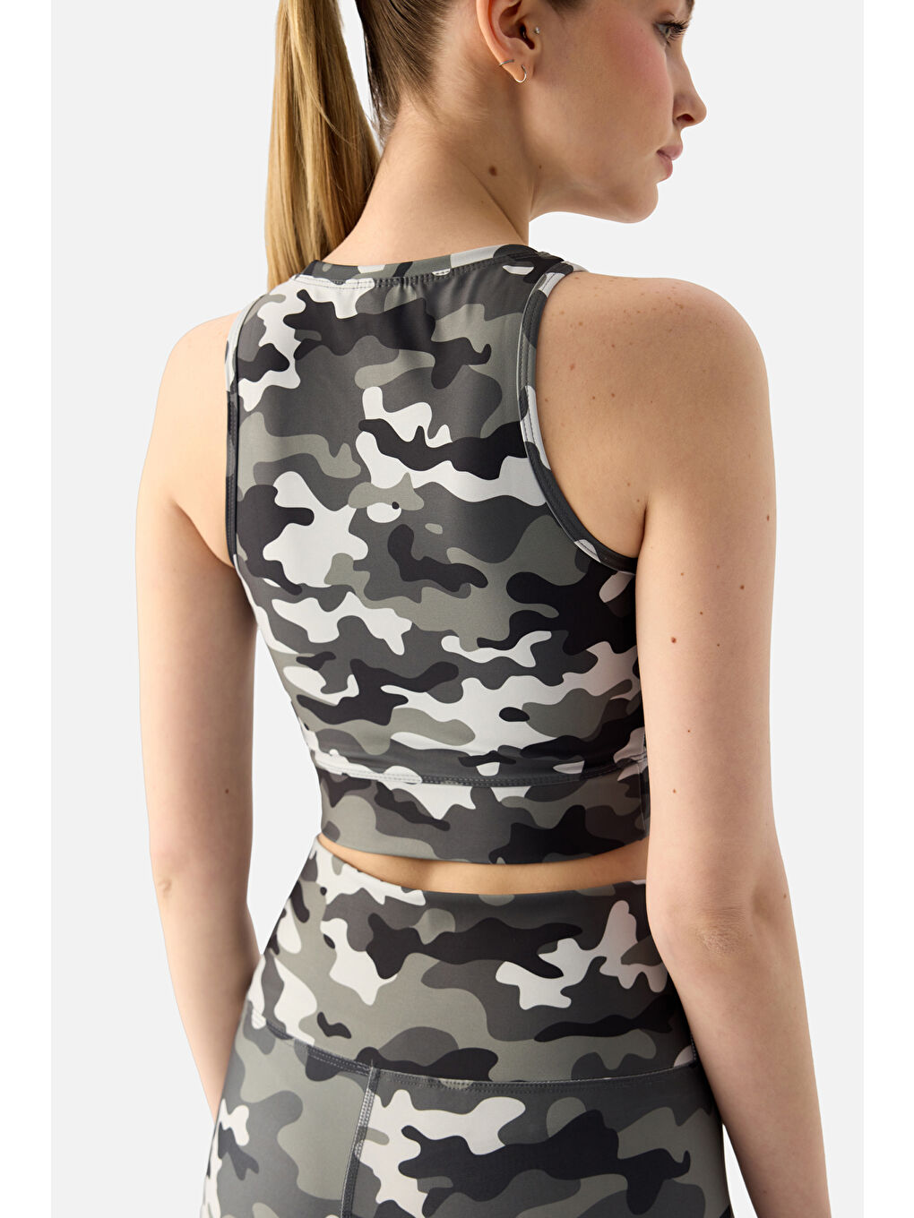 Karışık Kamuflaj Desenli Dijital Spor Bra-3