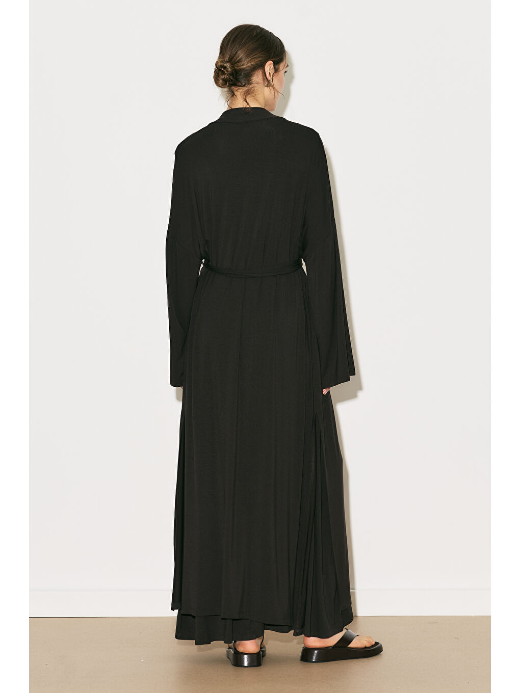 Easy Rahat Uzun Elbise Kahverengi-5