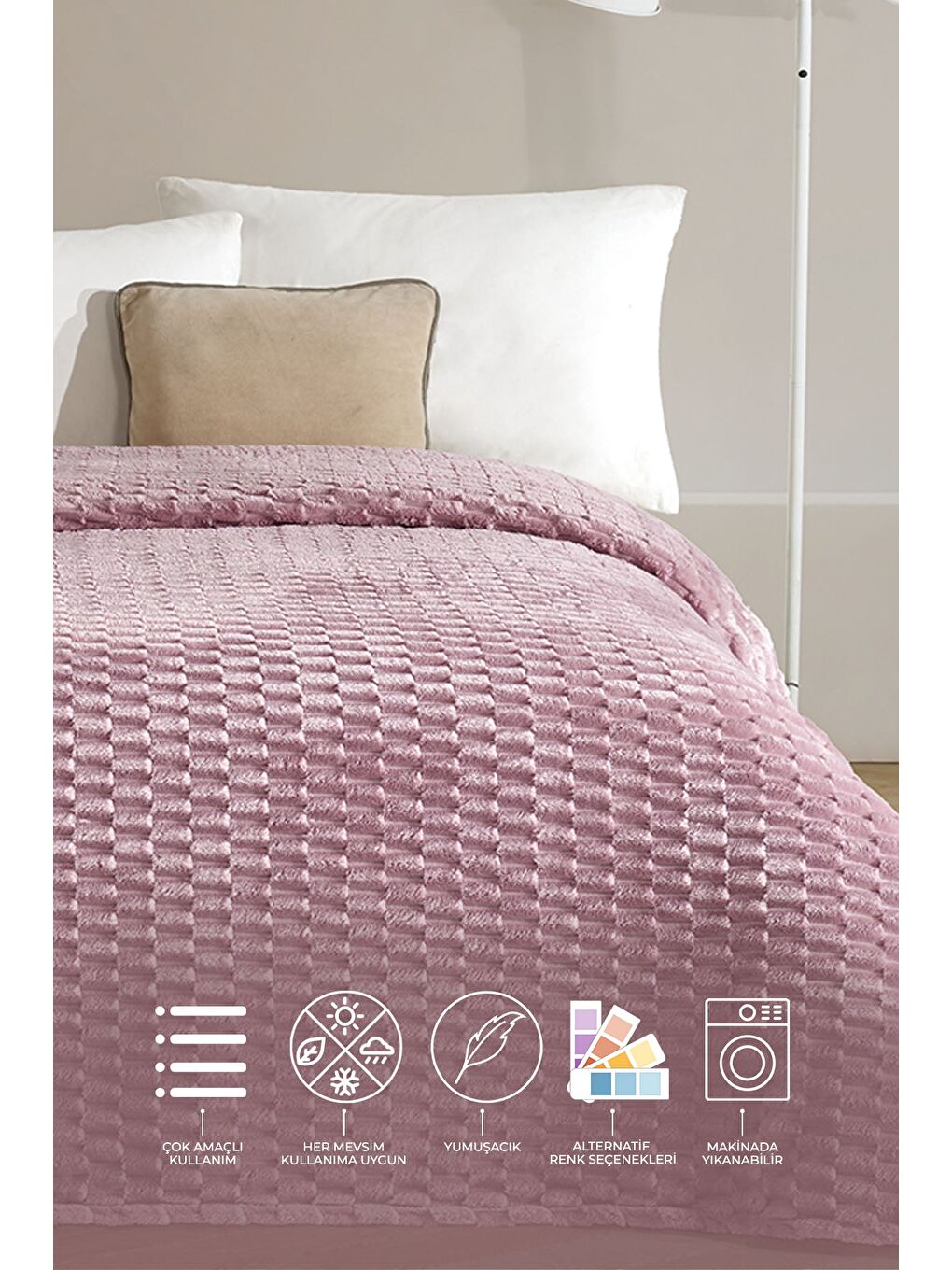 Pembe Star Çift Kişilik Battaniye 180x220 cm-1