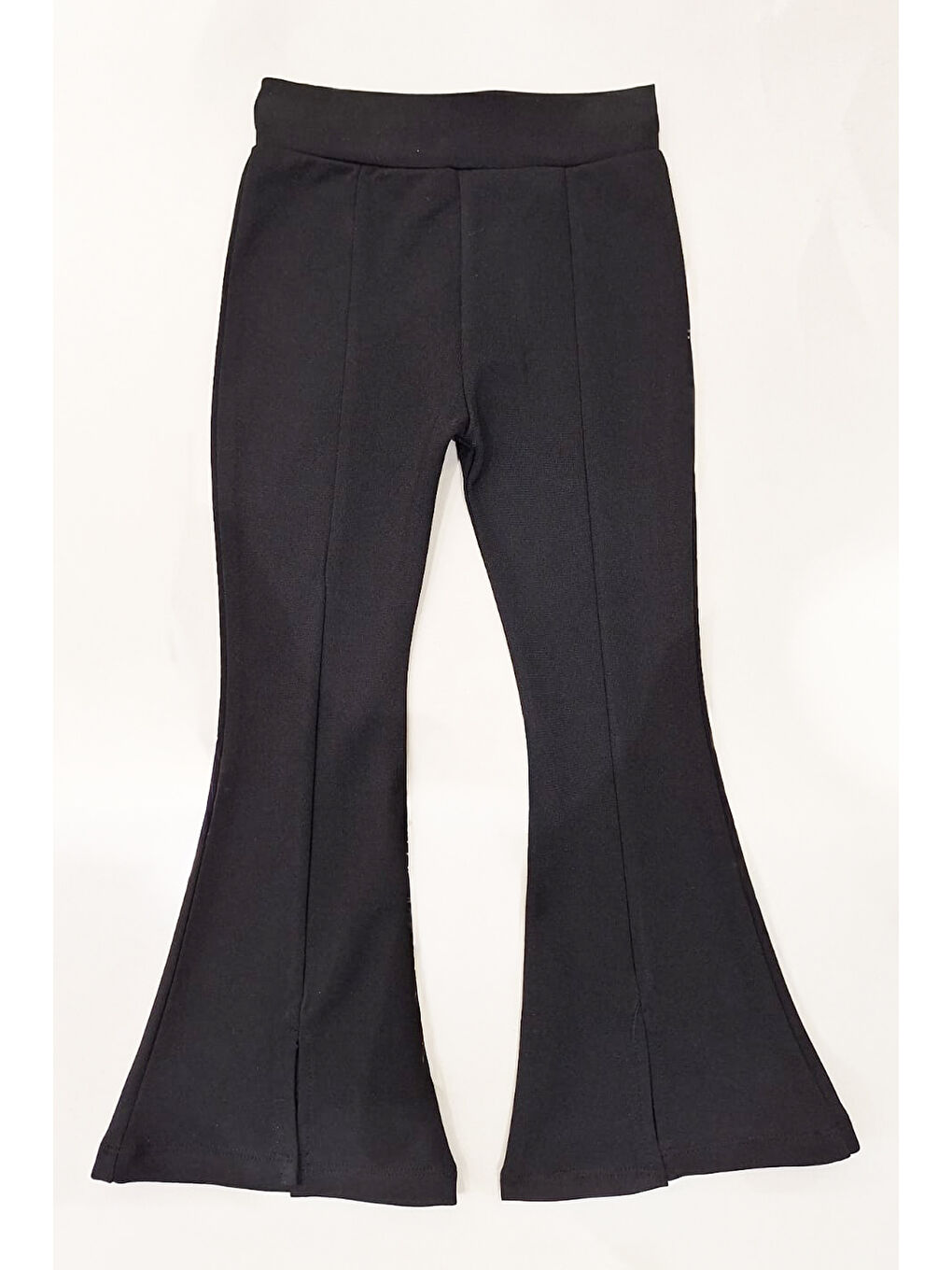 Siyah Kız Çocuk İspanyol Paça - Bel Tutuşlu - Çıma Detaylı Tayt 5-15 Yaş 12315