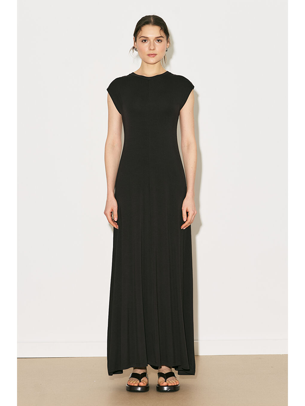 Easy Rahat Uzun Elbise Kahverengi-7