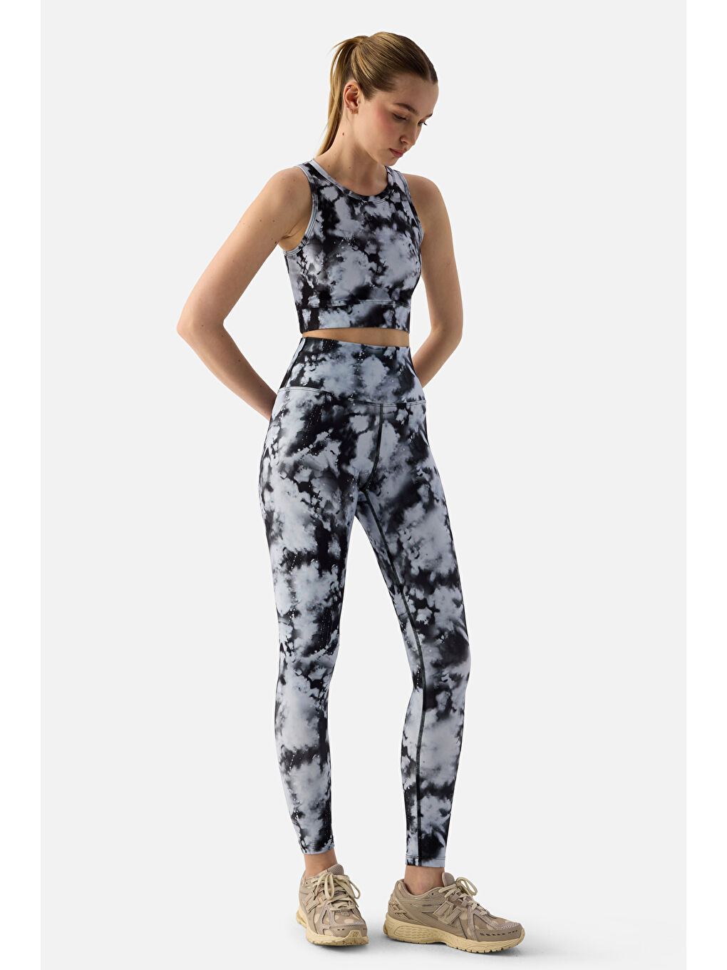 Karışık Koyu Bulut Dijital Spor Tayt-3