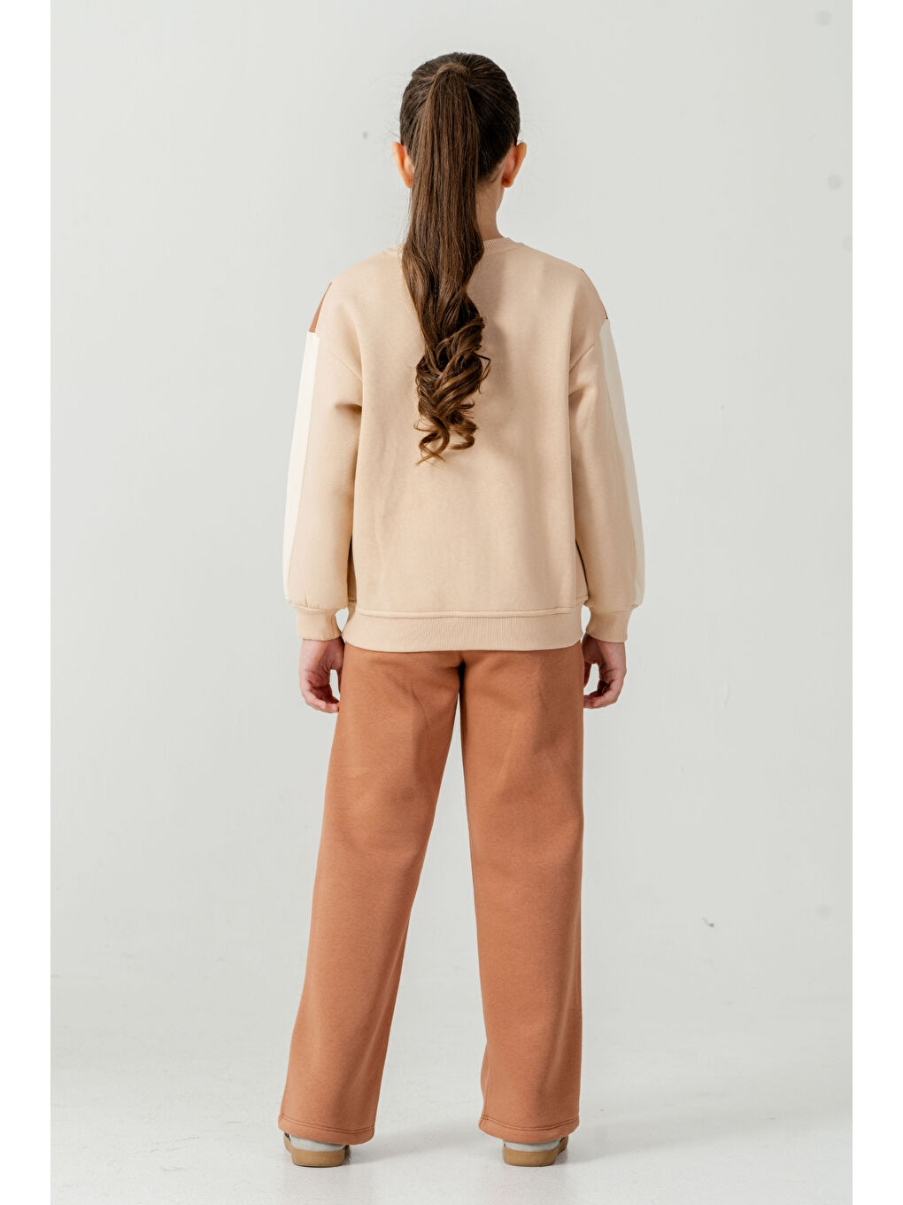 Kahverengi Kız Çocuk Make Your Baskılı 3 İplik Kalın Kışlık Eşofman Takımı Ak4227-4