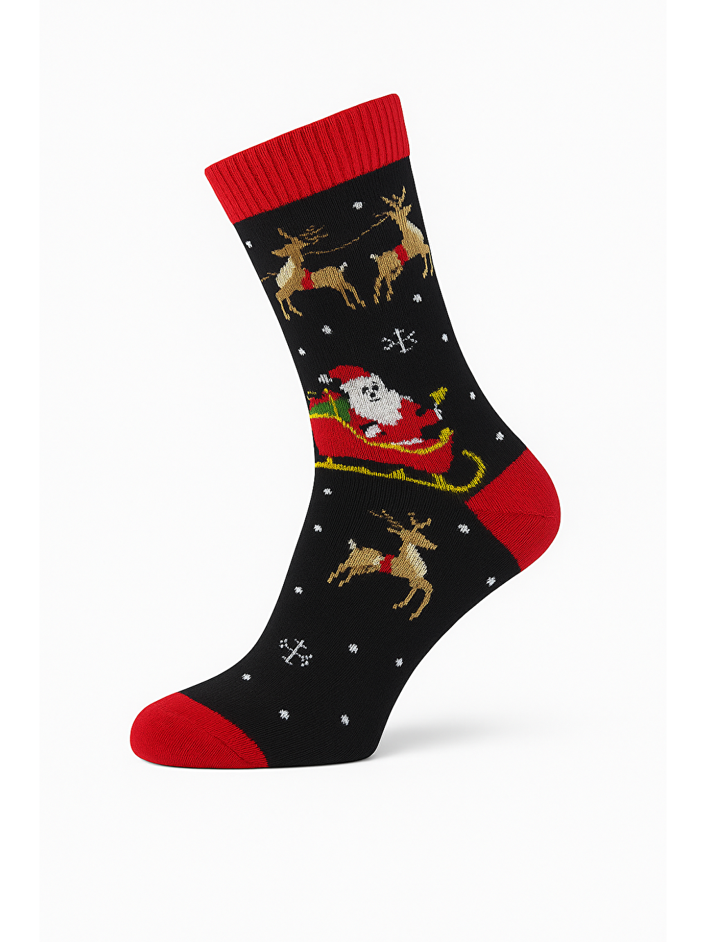 Siyah 2’li Temalı Yumuşak Havlu Çorap Seti – Kırmızı Uçlu-2