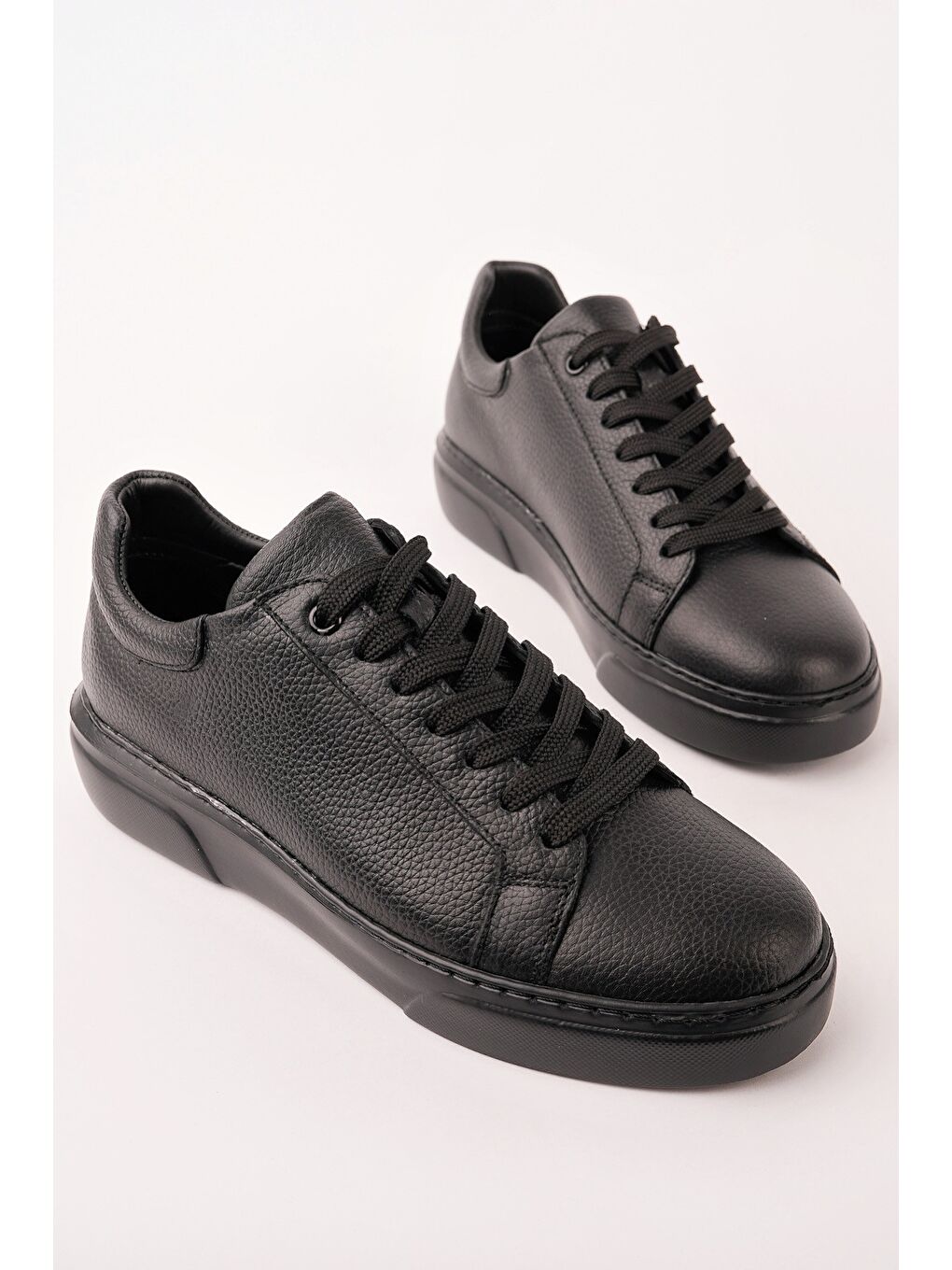 Siyah GAGE Hakiki Deri Bağcıklı Erkek Günlük Sneaker Spor Ayakkabı