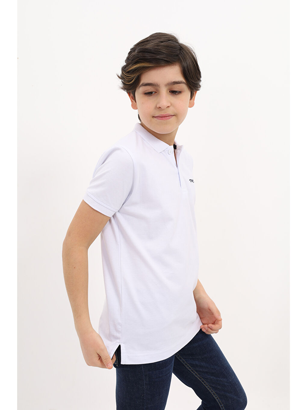 Beyaz Erkek Çocuk Nakışlı Tişört-2