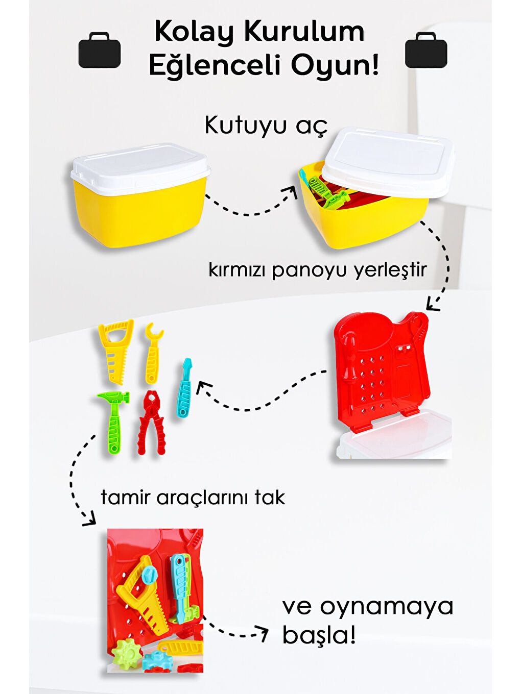 16 Parça Oyuncak Tamir Seti - Taşıma Çantalı Eğitici Öğretici Çocuk Meslek Alet Çantası-2
