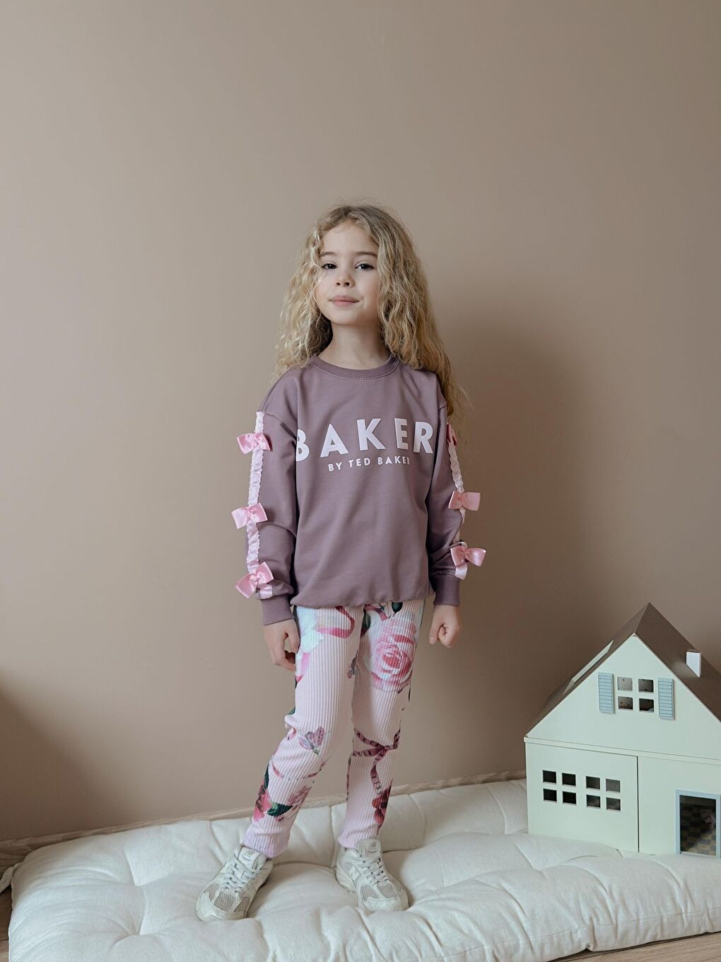 Pembe Kız Çocuk İki İplik Elastanlı Üst Alt Eşofman Takım Pudra-2