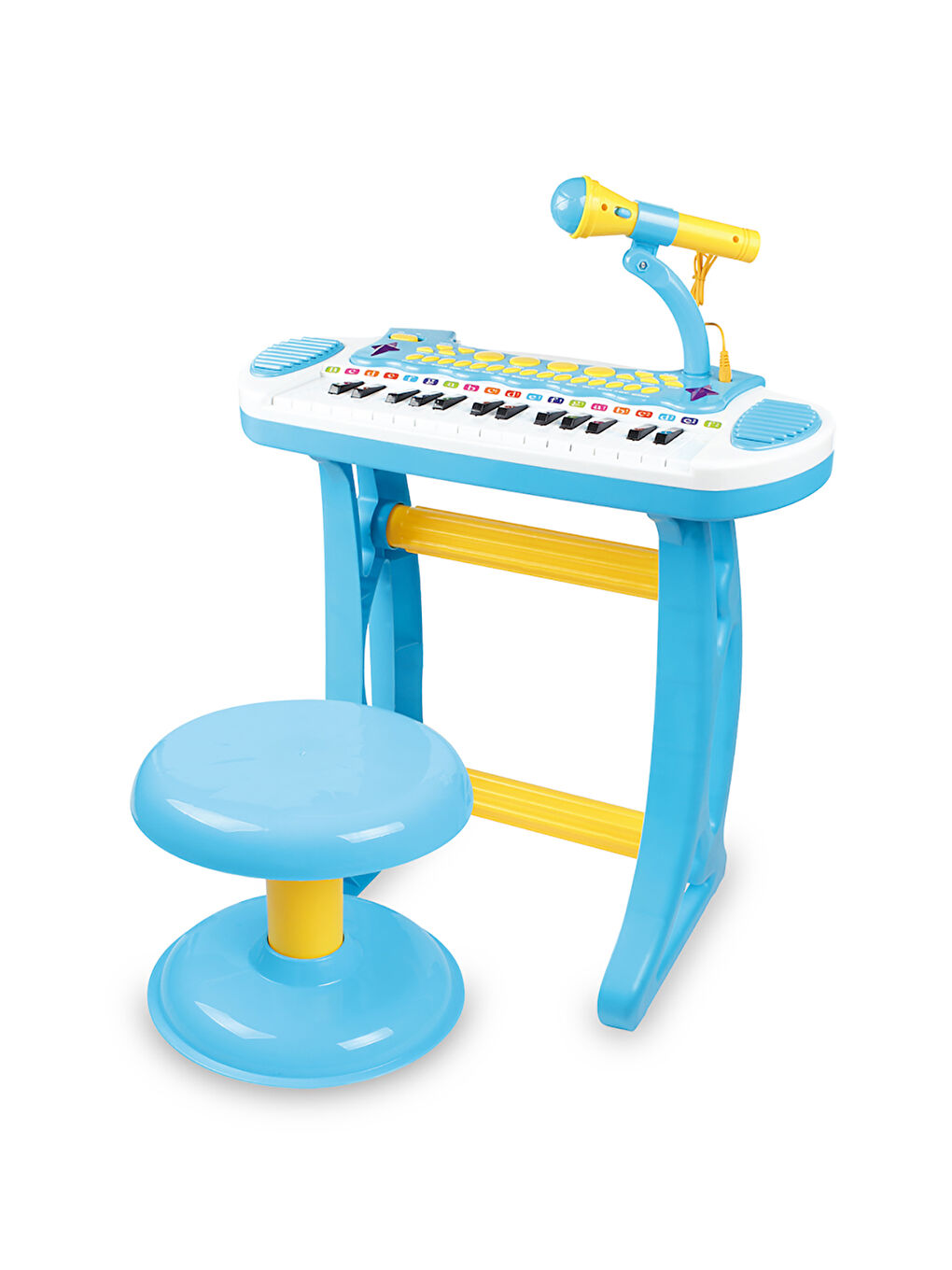 Mikrofonlu 24 Tuşlu Mp3 Çalar Mini Piyano Mavi