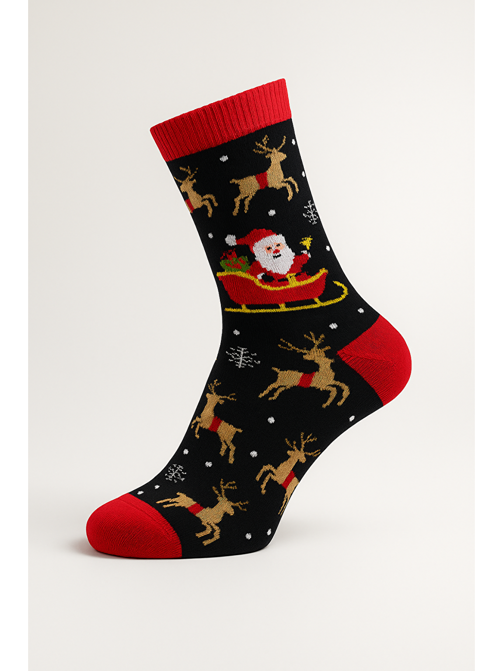 Siyah 2’li Temalı Yumuşak Havlu Çorap Seti – Kırmızı Uçlu-3