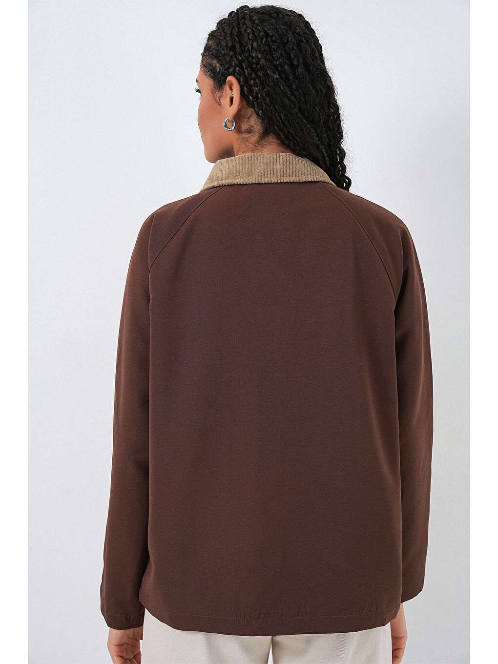 Kadın Cep Detaylı Oversize Ceket 5973 - Kahverengi-7