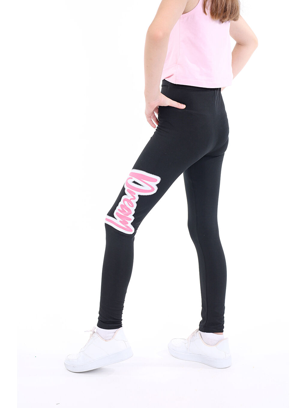 Siyah Kız Çocuk Baskılı Tayt-1