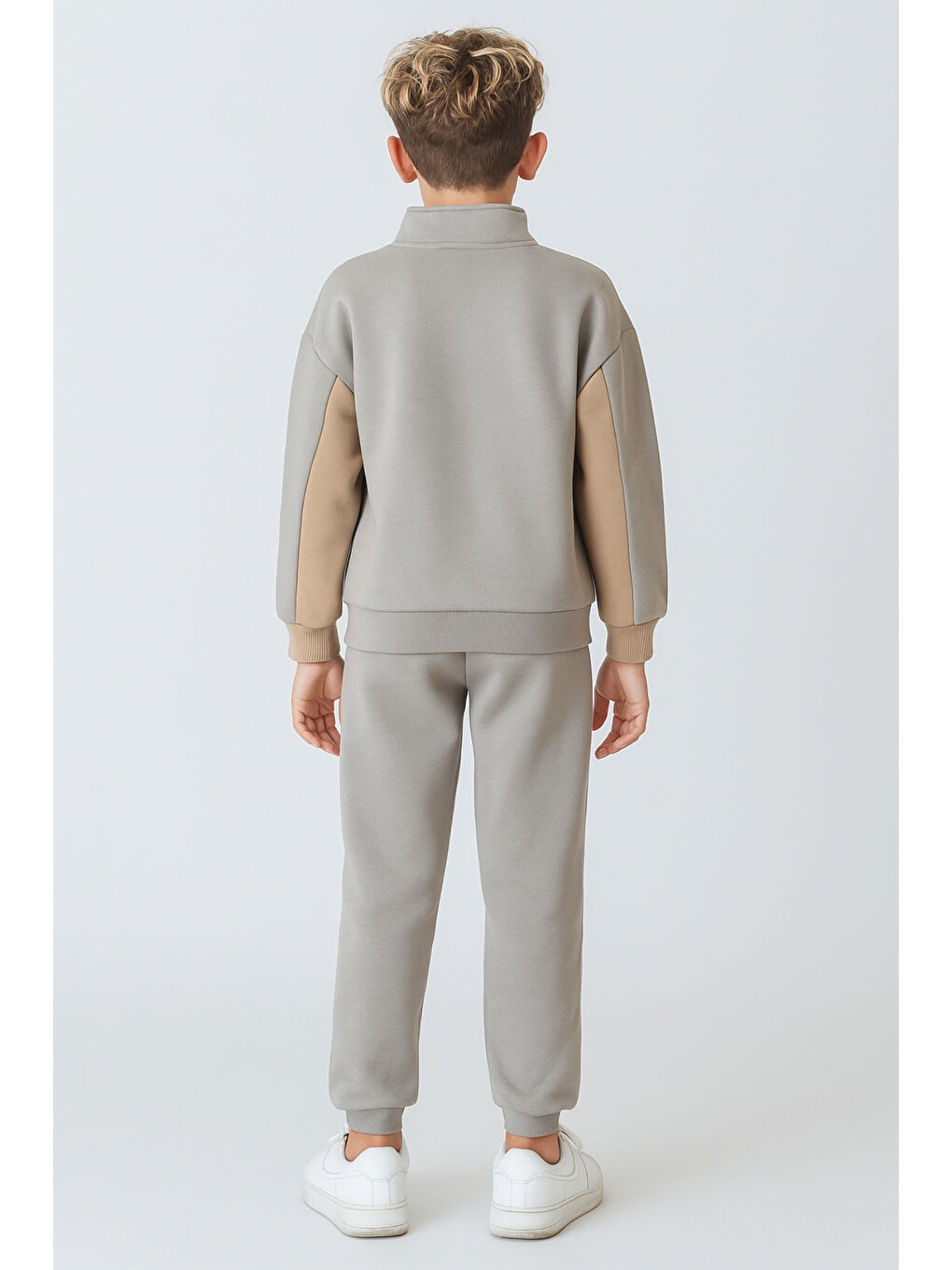 Gri Erkek Çocuk Brooklyn Stay Strong Baskılı 3 İplik Kalın Kışlık Eşofman Takımı Ak4225-3