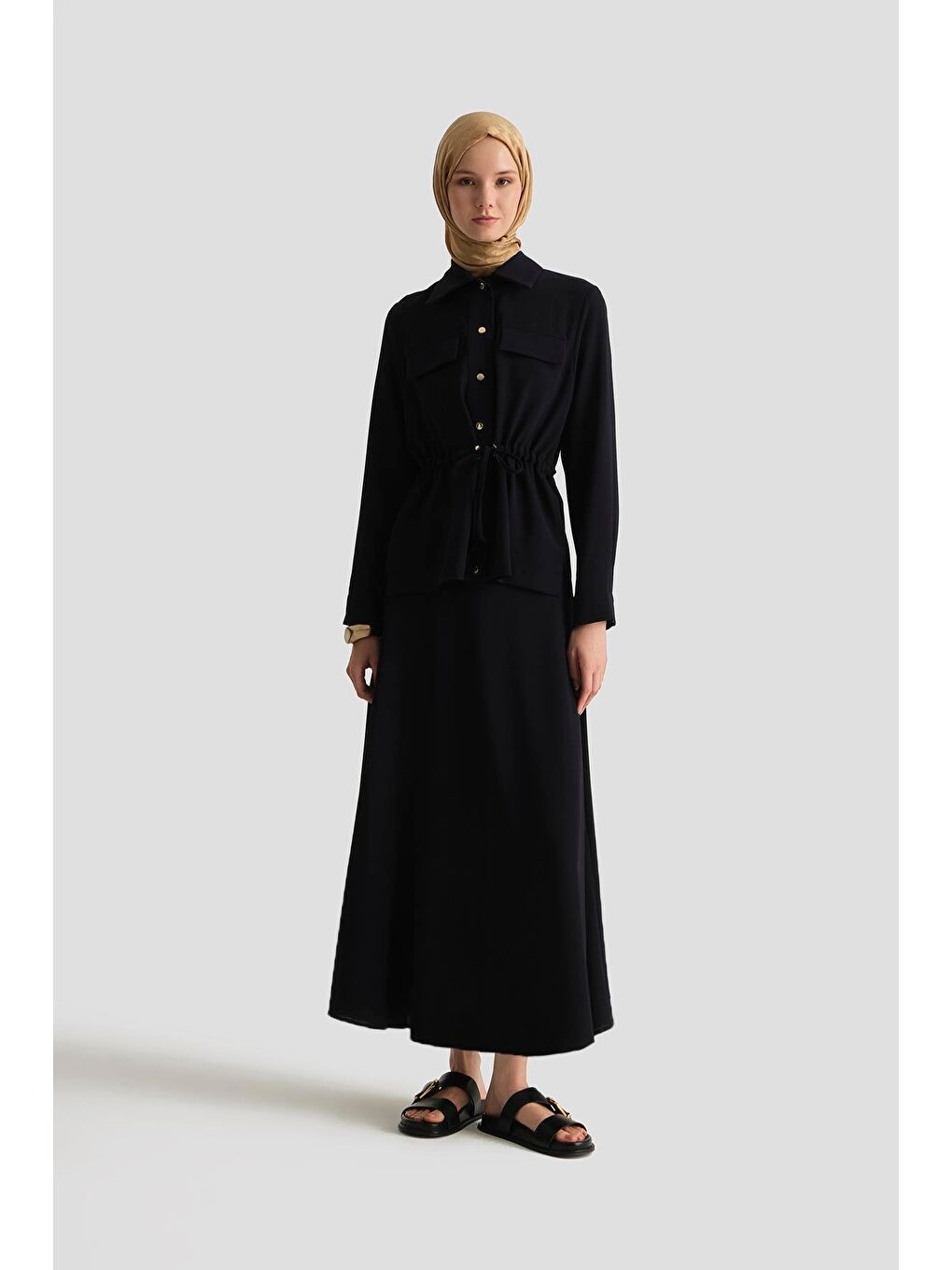 Beli Büzgülü Takım 25Yd9172 Lacivert-1