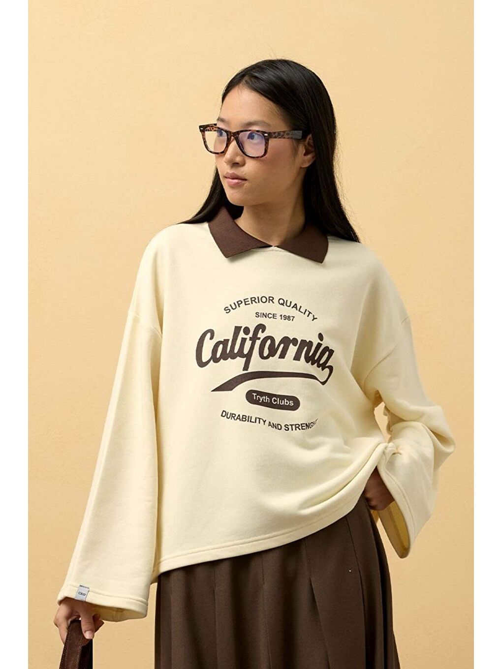 Tereyağ Sarısı California Baskılı 3 İplik-2