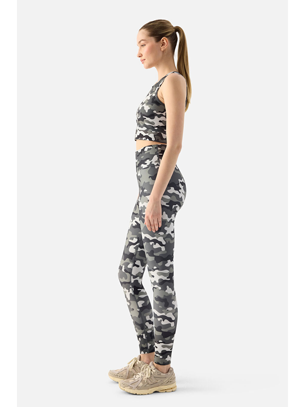 Karışık Kamuflaj Desenli Dijital Spor Tayt-3