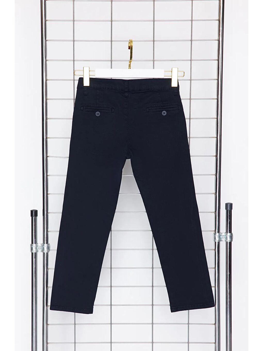 Lacivert Erkek Çocuk Regular Pamuklu Esnek Lastikli Chino Dokuma Okul Pantolon-3