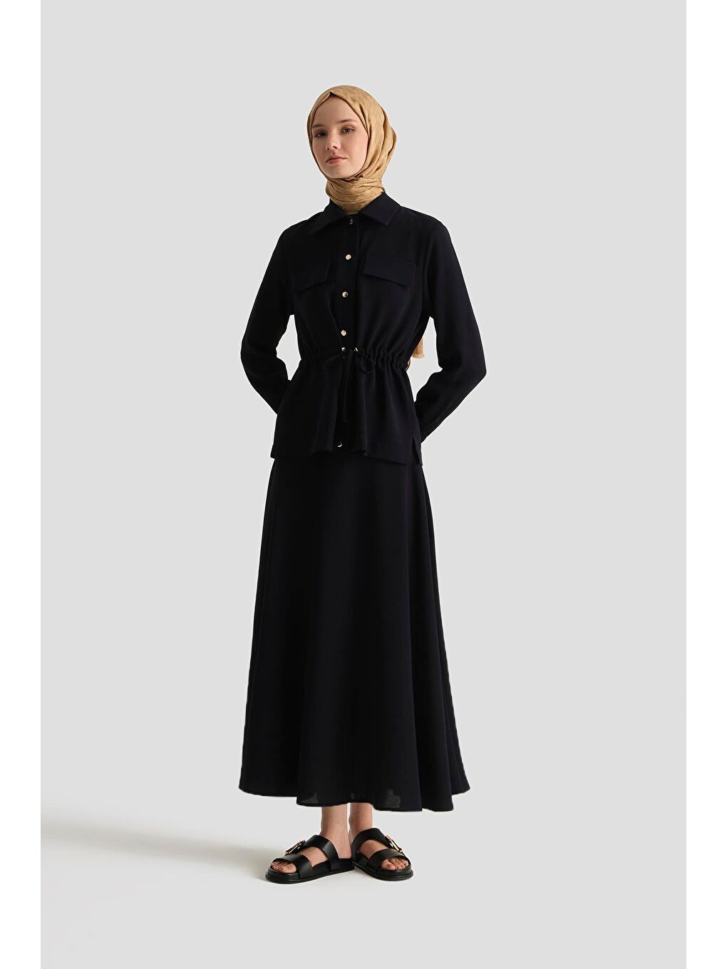 Beli Büzgülü Takım 25Yd9172 Lacivert-3