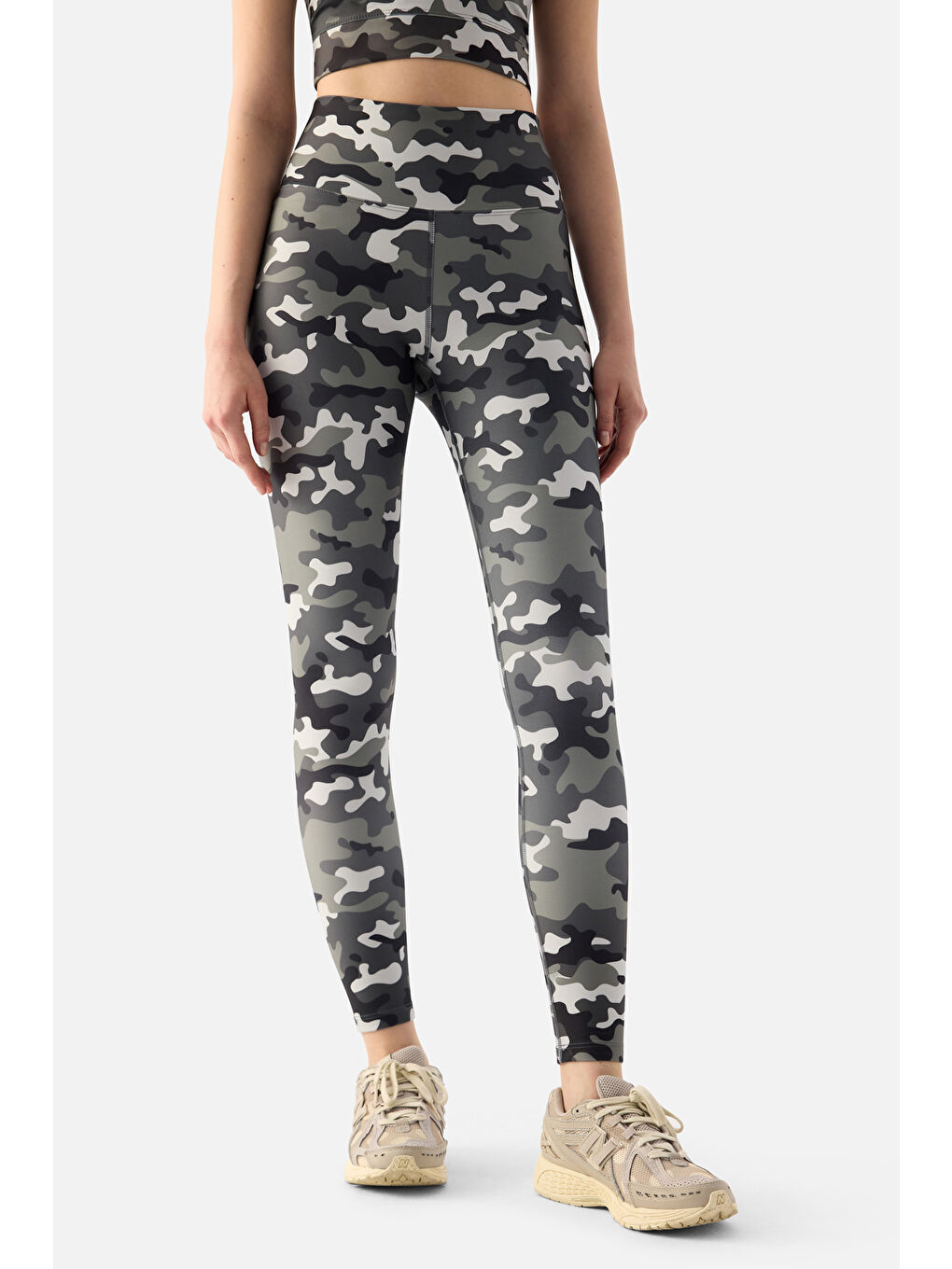 Karışık Kamuflaj Desenli Dijital Spor Tayt-5