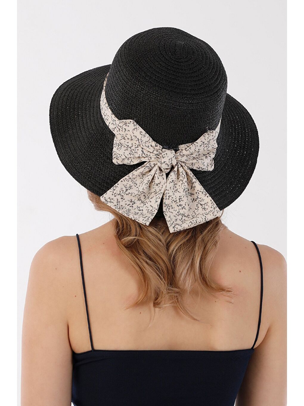 Siyah Kurdeleli Hasır Şapka-3