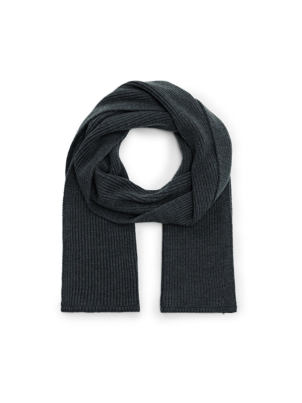 Erkek Örgü Atkı, Kırçıllı Koyu Gri-1