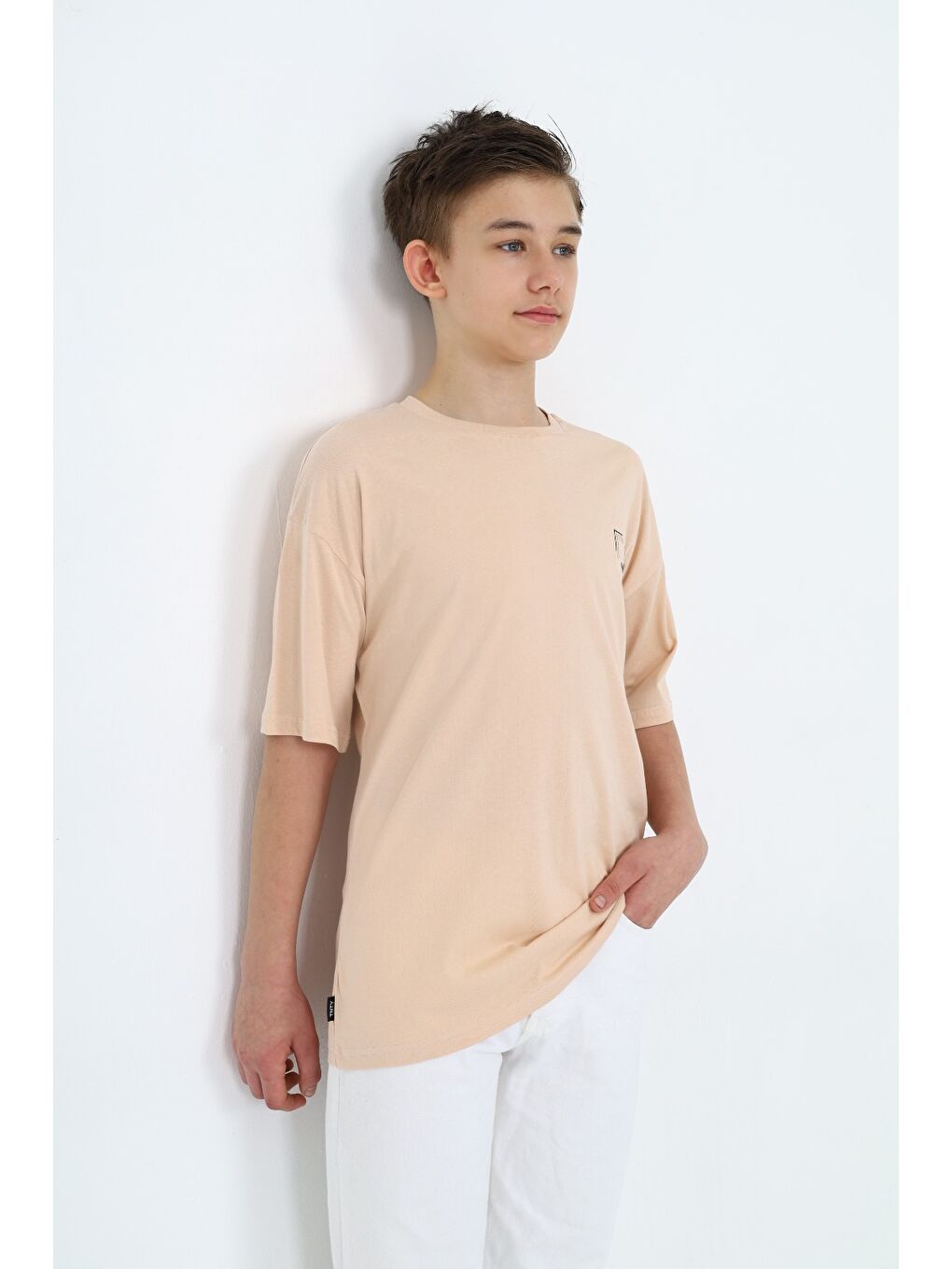 Bej Erkek Çocuk Baskılı Tişört-1