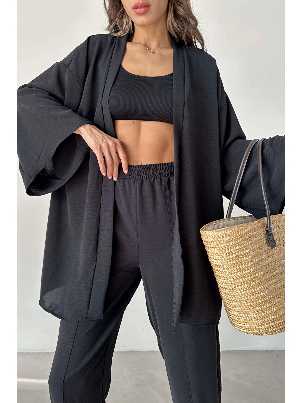 Kadın Siyah Kimono Takım-7