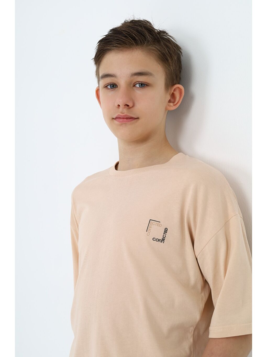 Bej Erkek Çocuk Baskılı Tişört-3