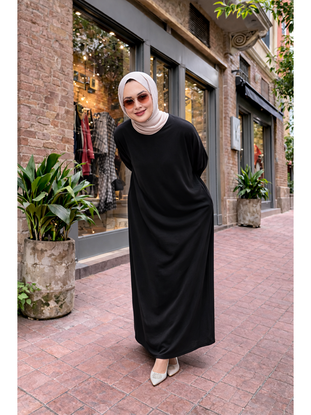 Kadın Premium Comfort Uzun Siyah Namaz Elbisesi-1