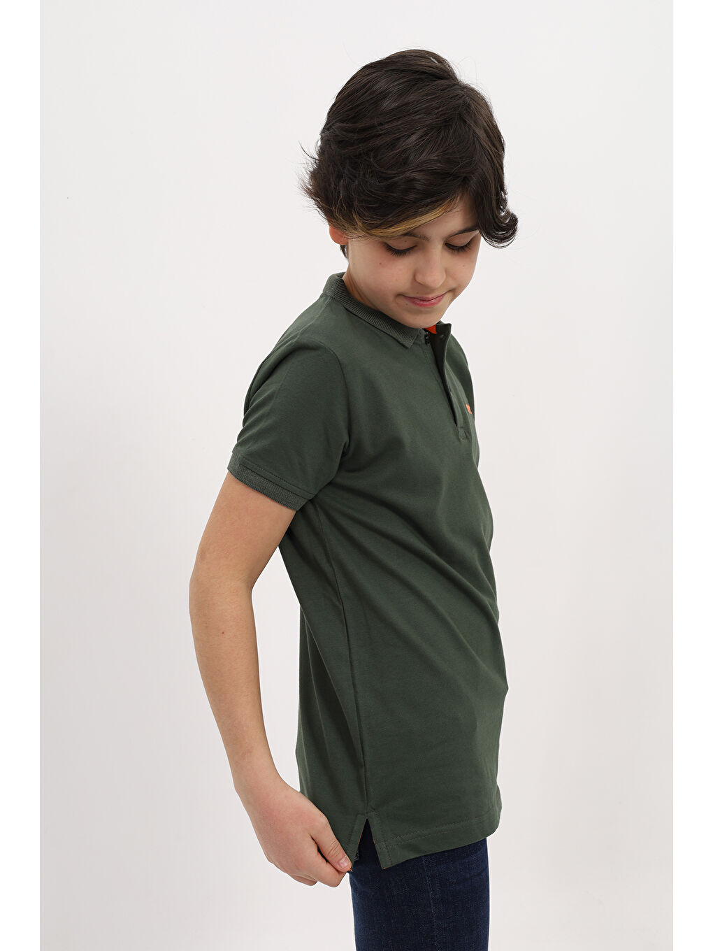 Haki Erkek Çocuk Nakışlı Tişört-1