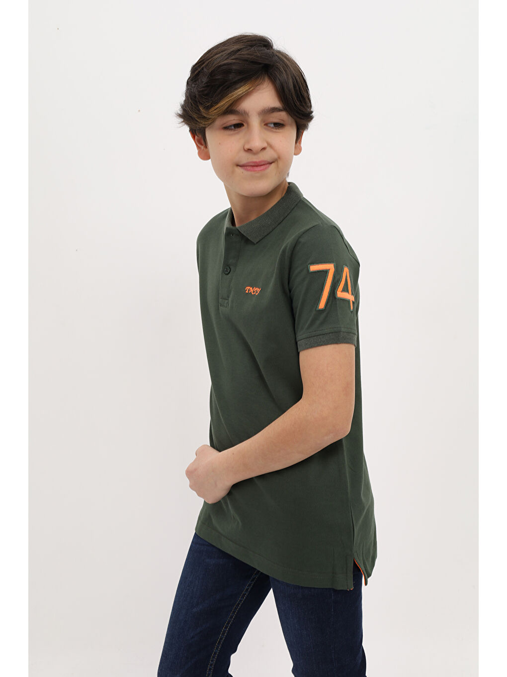 Haki Erkek Çocuk Nakışlı Tişört-2